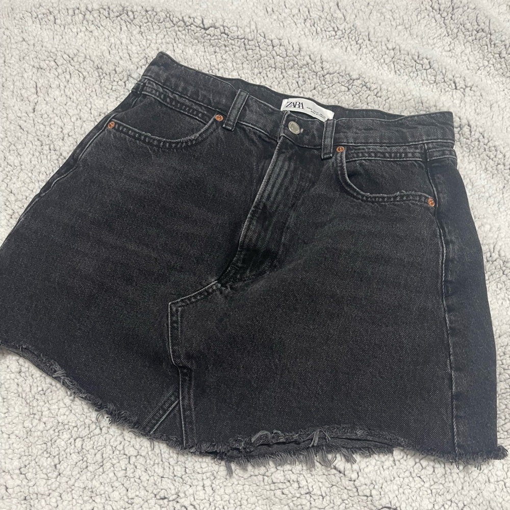 ZARA Black Denim Mini Skirt